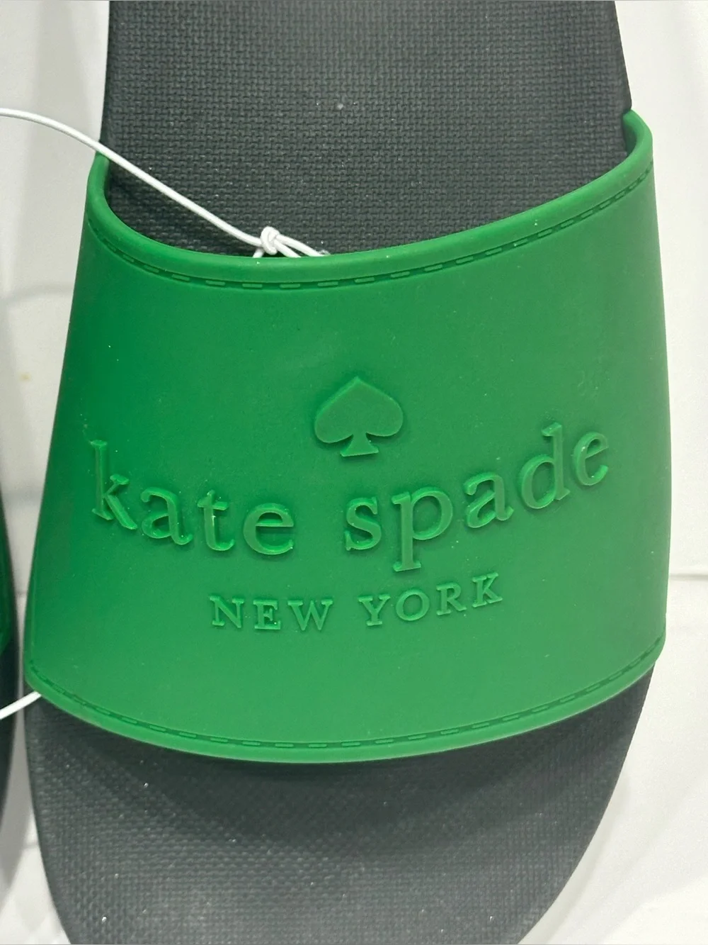 kate spade Green and Black Logo Slide Sandals